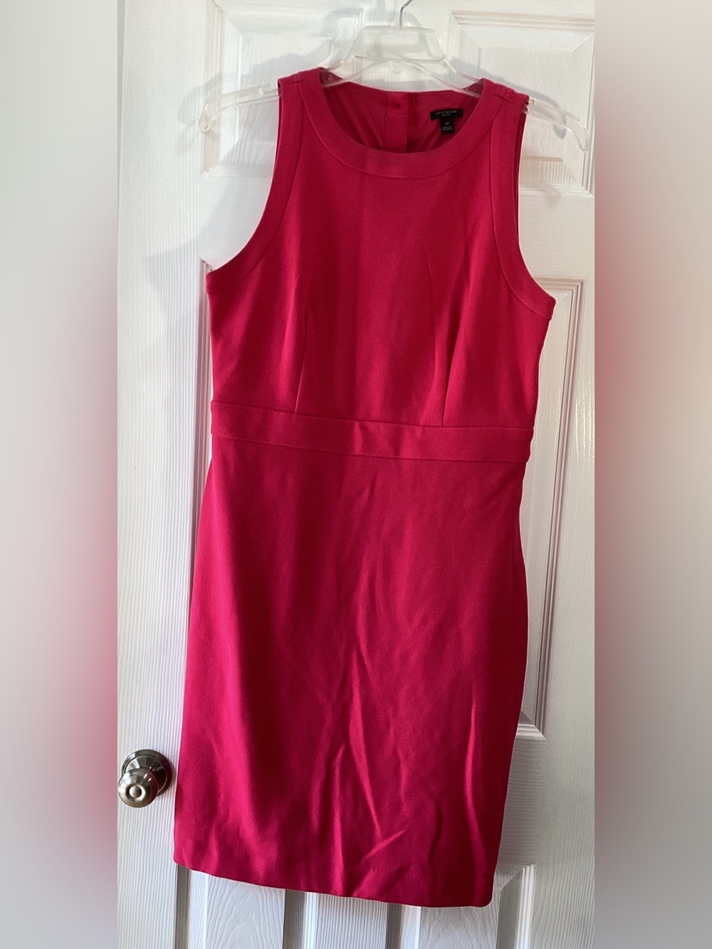 Ann Taylor Sleeveless Hot Pink Midi Sheath Dress